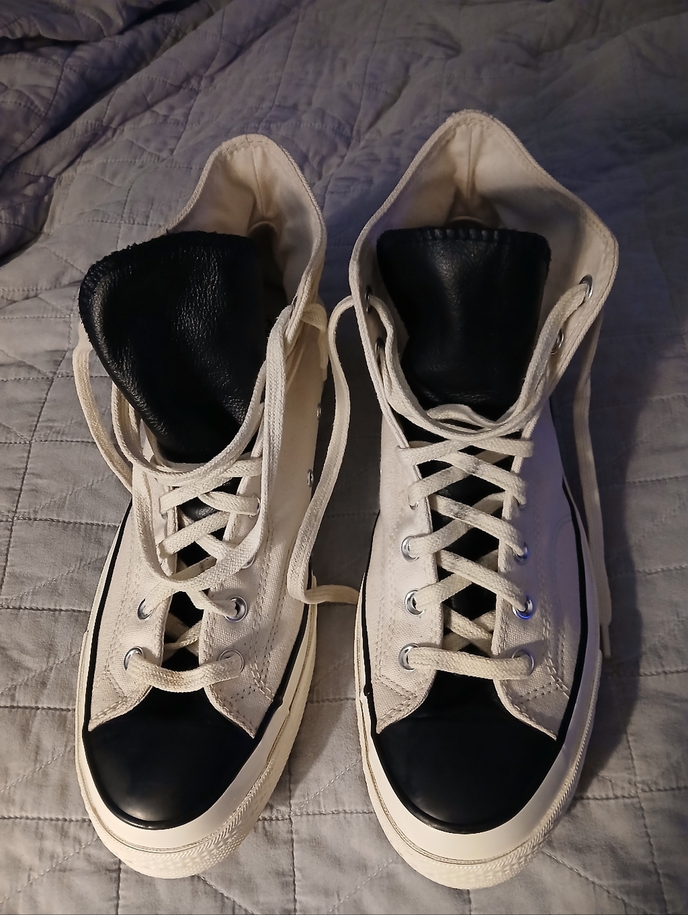 Essentials High-Top Sneakers in Cream and Black